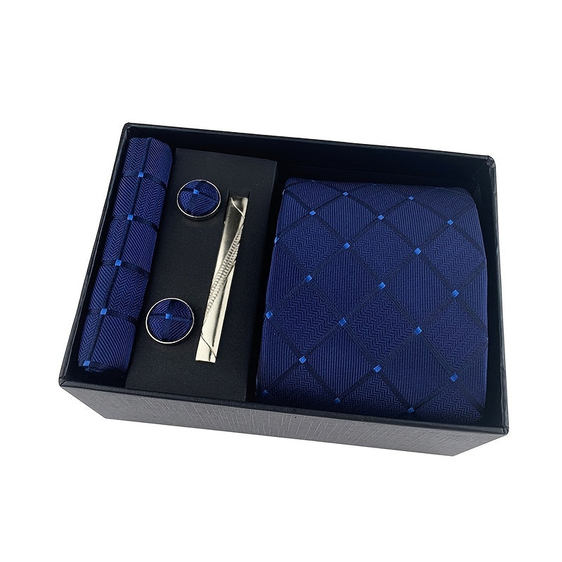 Мужской черный галстук с пейсли, комплект с квадратным шарфом, запонками и зажимом для галстука