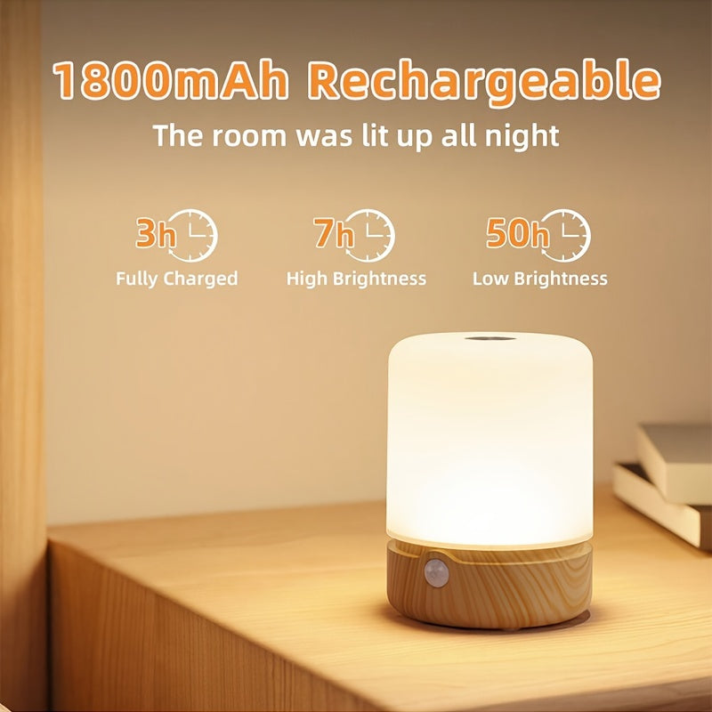 Rechargeable LED Night Light with Motion Sensor Adjustable Brightness and Color USB Charging for Bedroom Study Nightstand