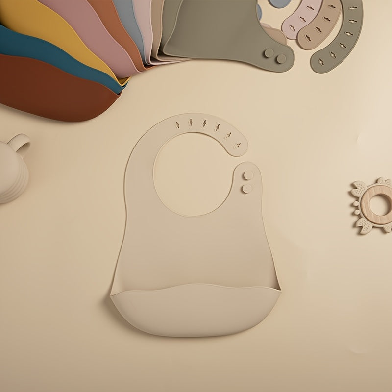 Adjustable Waterproof Baby Bibs for Infants Soft Silicone with Pocket