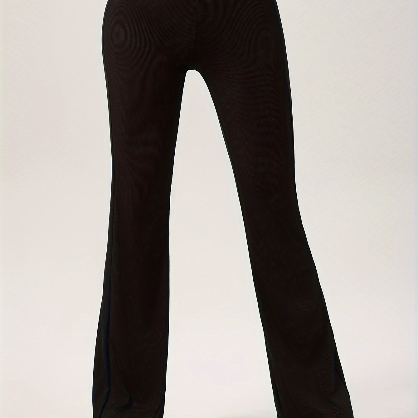 Women's High Waist Flare Pants with Contrasting Color Details and Stretch Fabric for Casual Fall Wear