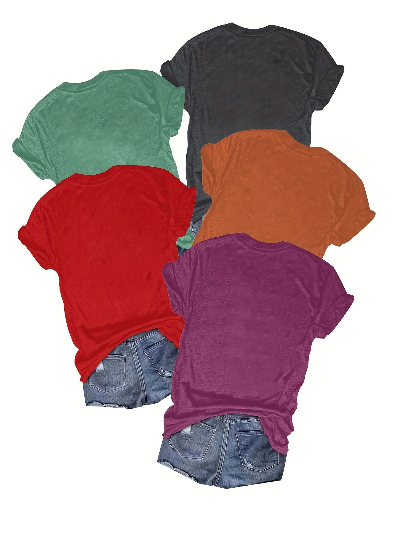 Women Short Sleeve T-Shirts 5 Pack Solid Colors Summer Casual Everyday
