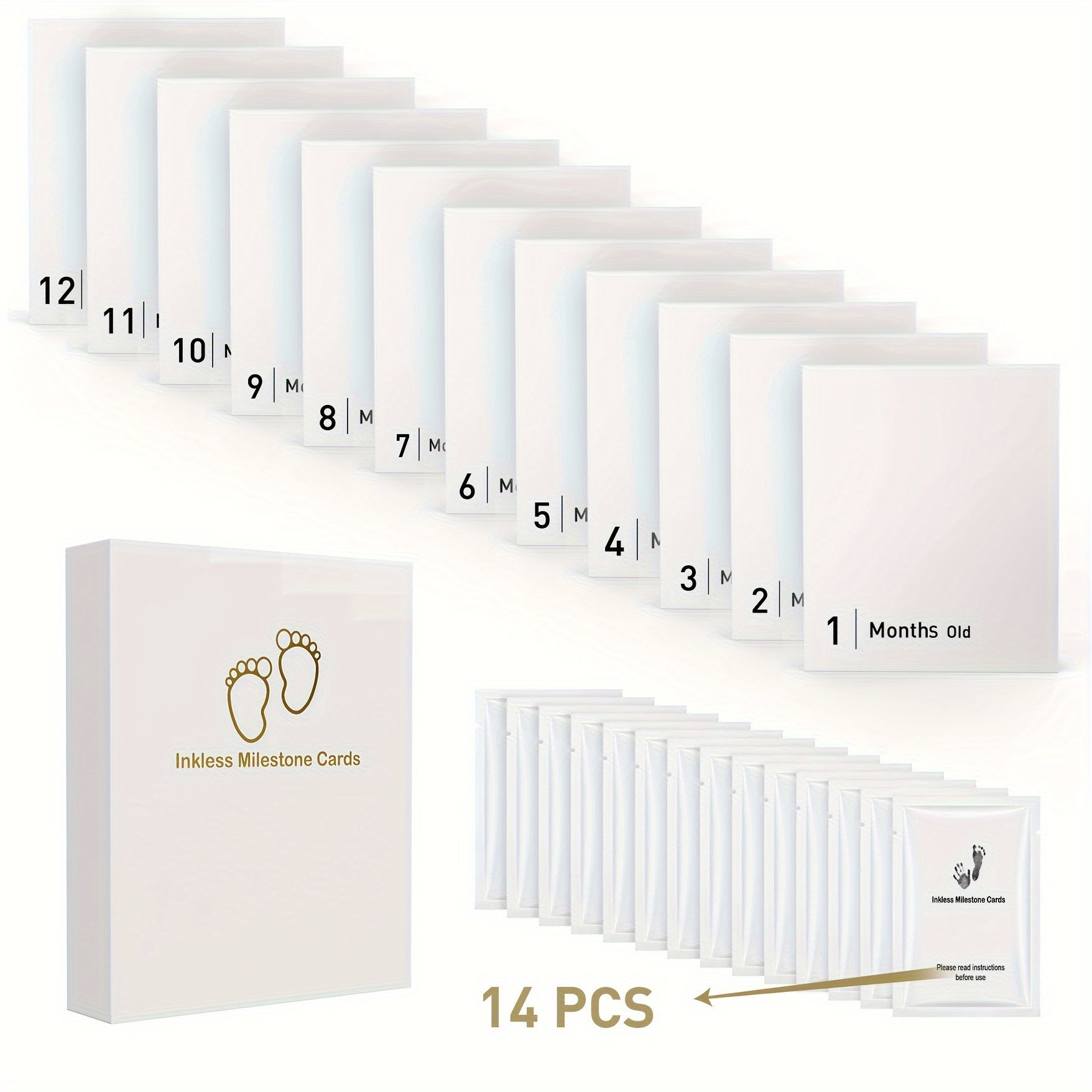 Baby Handprint and Footprint Keepsake Kit with 14 Non-Toxic Ink Pads and Paper Set