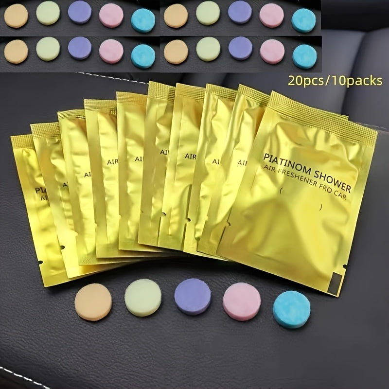Avtomobil ventilyatori aromatizator tabletkalari, hidli hidi, to'ldiriladigan avtomobil hidi, 10 yoki 20 ta paket