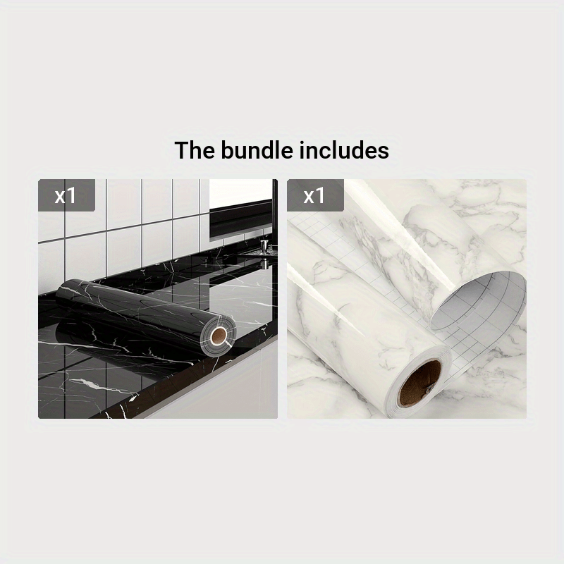 Self-Adhesive Waterproof Wallpaper Black Marble Pattern 40cm x 100cm for Kitchen Backsplash