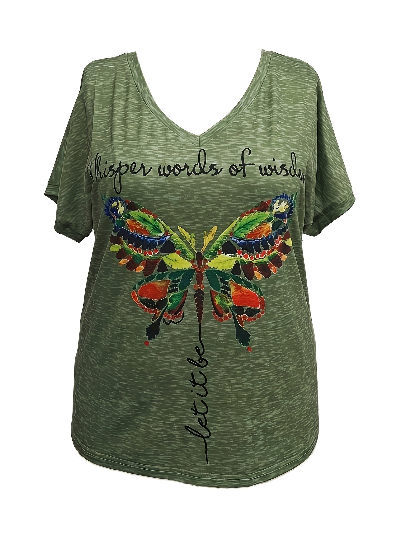 Plus Size Butterfly Drop Shoulder Loose T-Shirt Women's Casual Top