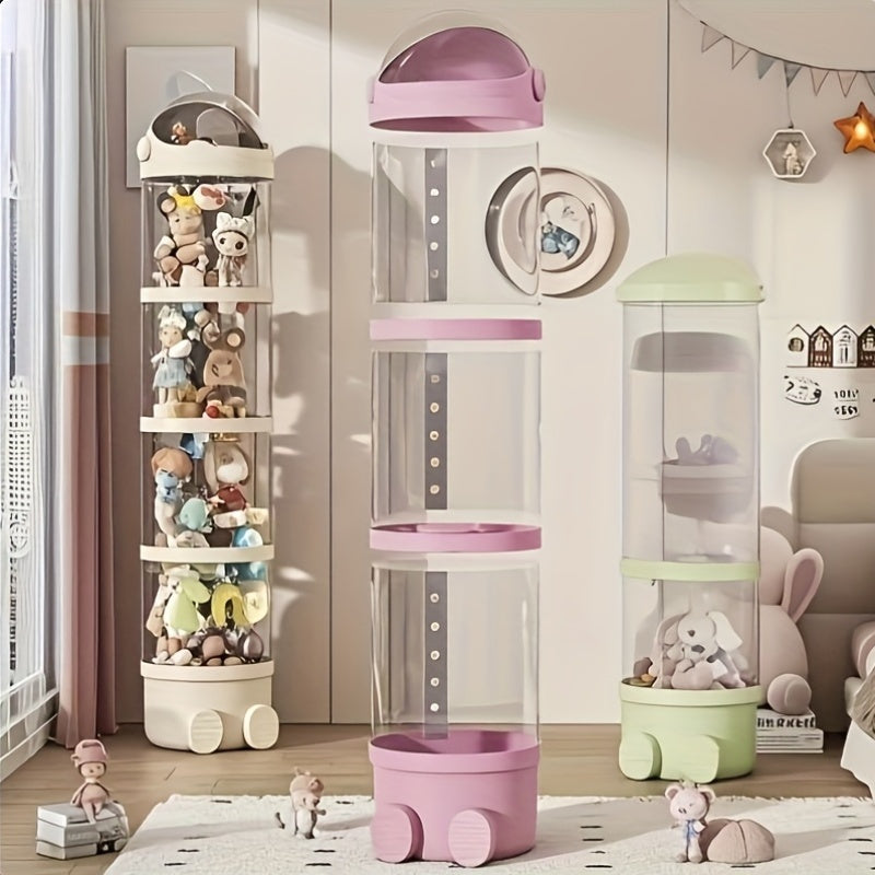 Qoplamali, dumaloq plastik qiziquvchi quti, qopqog' bilan. Yumshoq o'yinchoqlar, qiziquvchilar va turli xil buyumlar uchun ideal. Uy tashkiloti va sovg'alar uchun mukammal, shuningdek, bayram bezaklari uchun ham foydalanish mumkin.