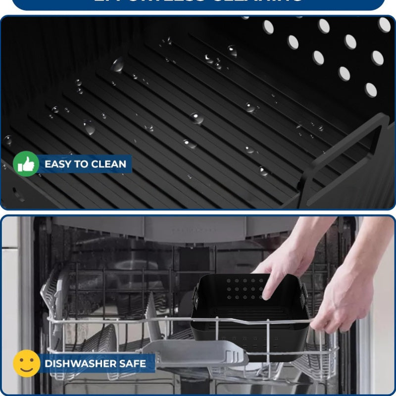 Black Silicone Liner for Air Fryers with Ventilation Holes Non-Stick Compatible with AF180 AF140