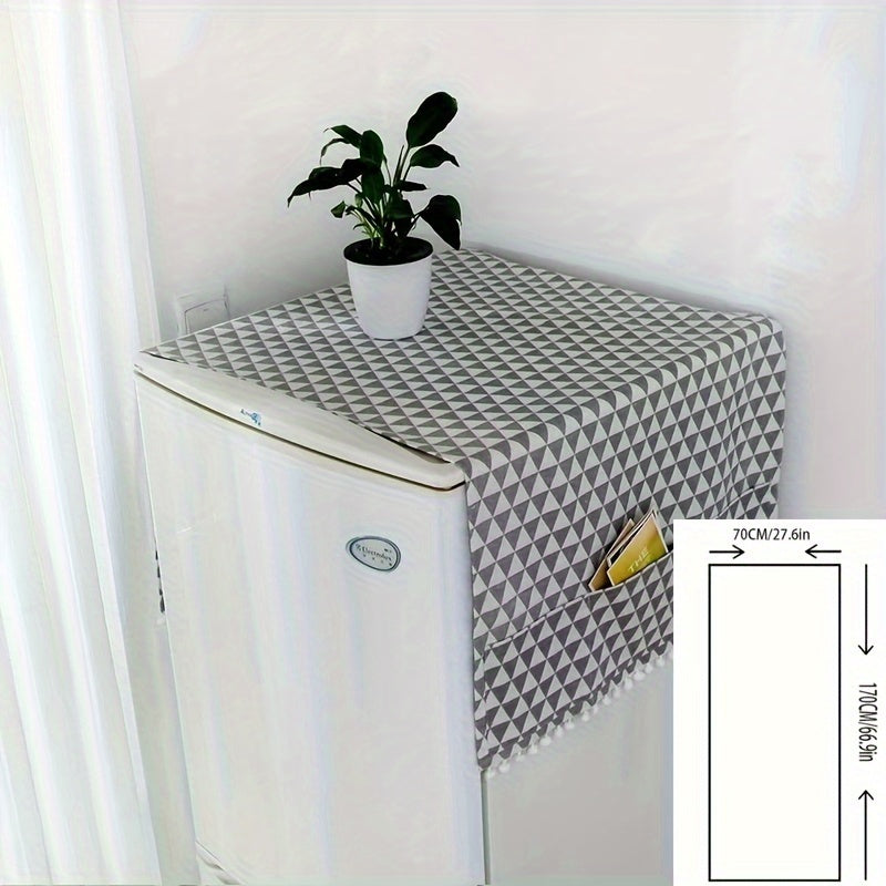 Gray Polyester Geometric Appliance Cover for Refrigerator and Washing Machine Dustproof