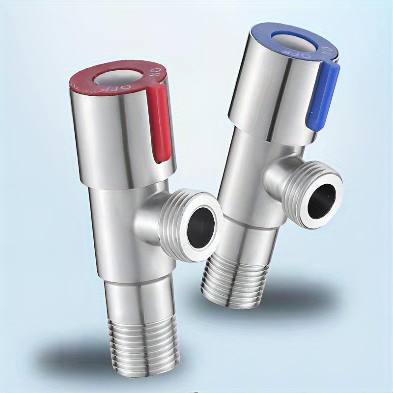 Stainless Steel Triangle Valve Set 2 Pieces Adjustable Water Flow for Toilet and Water Heater