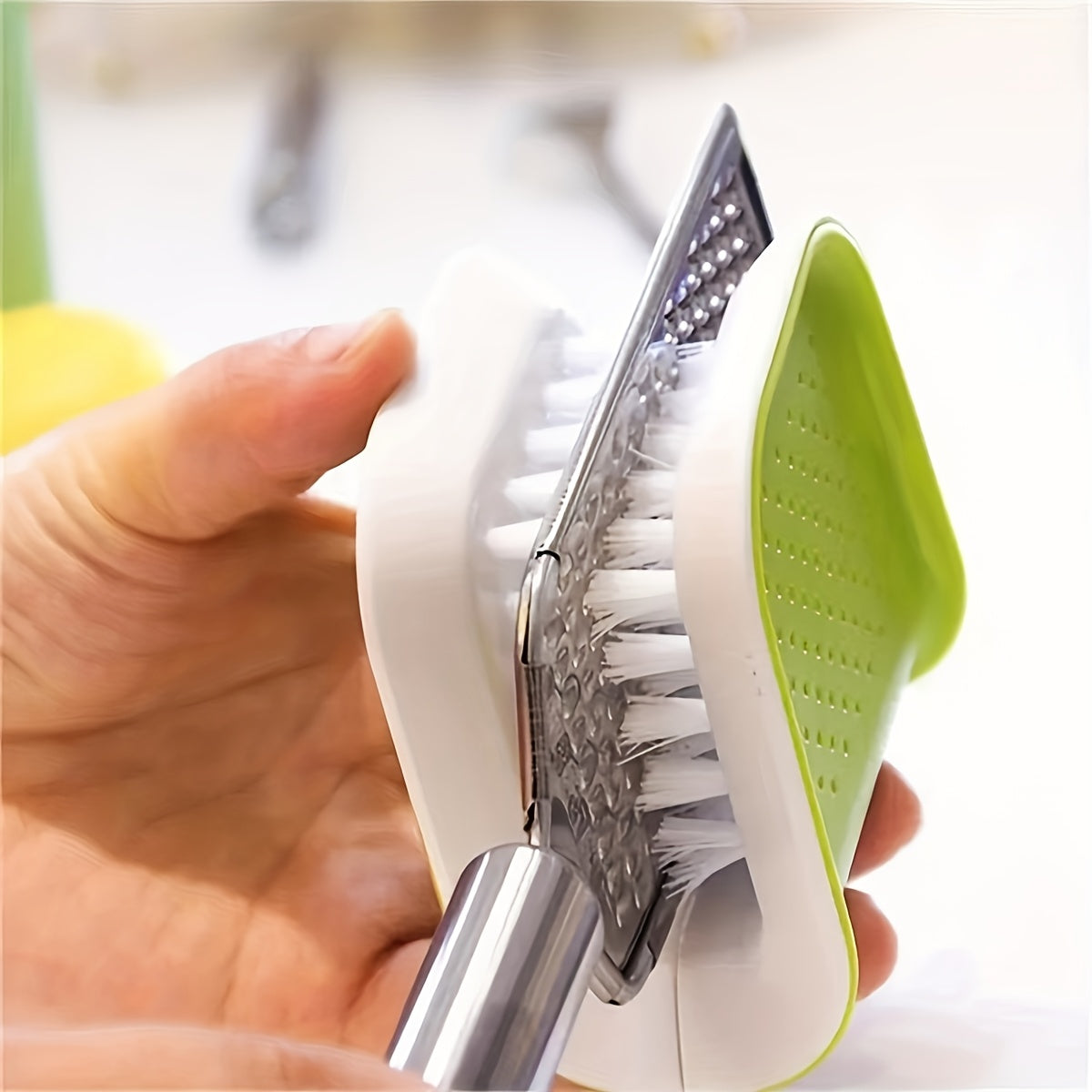 Cepillo de limpieza de plástico en forma de U de doble cara para cubiertos y utensilios de cocina