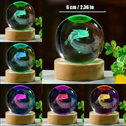 3D Axolotl Crystal Ball with Wooden Light Base Decorative Gift for Home or Birthday