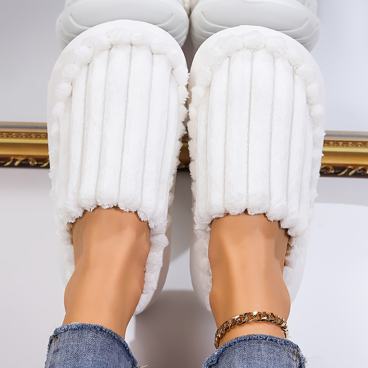 Ladies Indoor Slippers Fabric Slip-On Anti-slip Solid Color All-Season