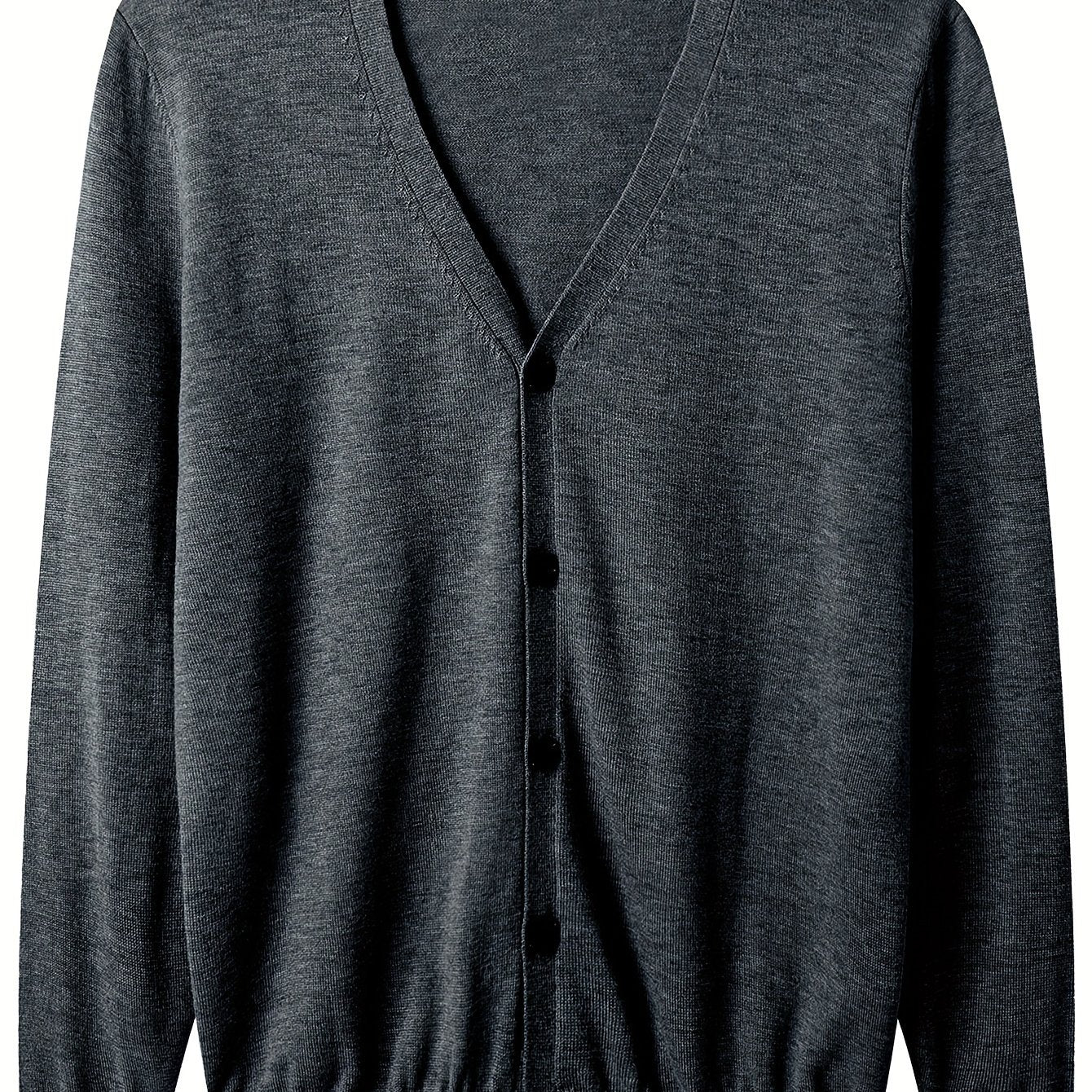 Suéter de punto ligero de botones en cuello en V en color mostaza para hombre de tallas grandes