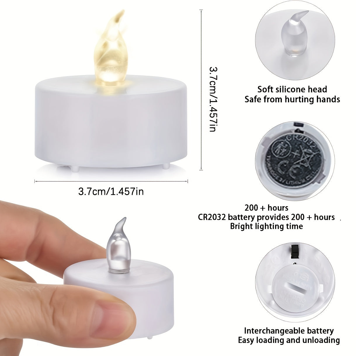 24 шт. светодиодные чайные свечи на батарейках теплого желтого цвета, мерцающие искусственные свечи для вечеринок, Хэллоуина и рождественского декора, без огня - светодиодные чайные свечи