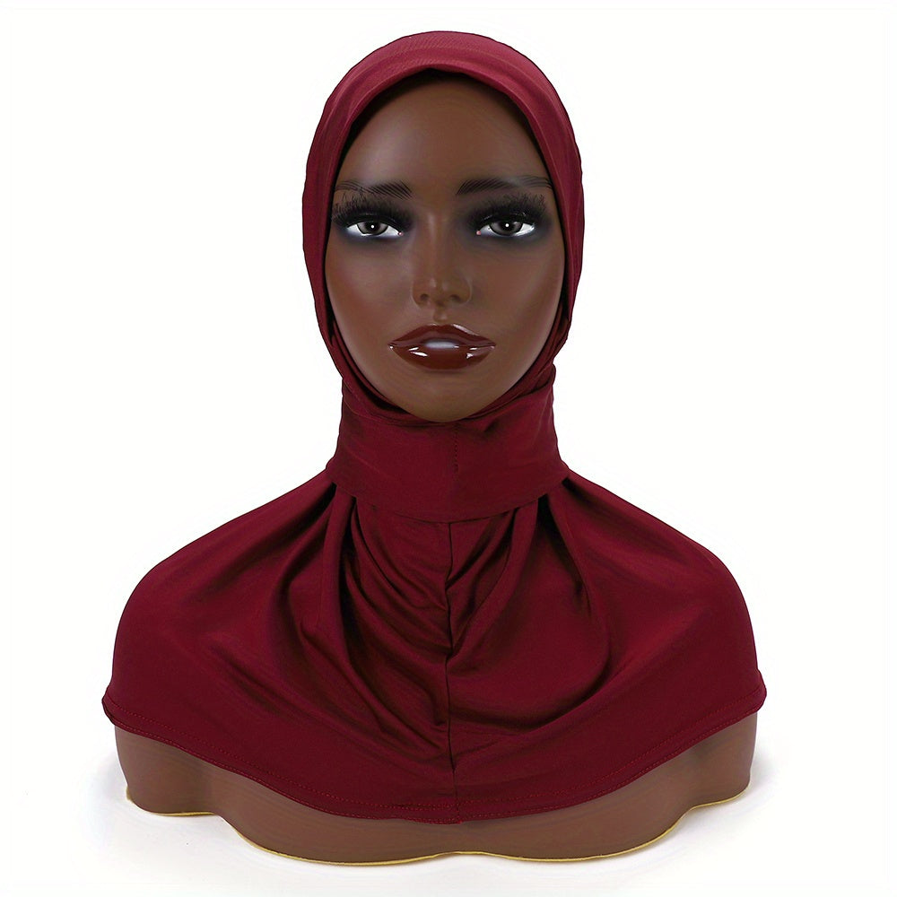 Solid Color Hijab for Women with Elastic Back and Snap Closure