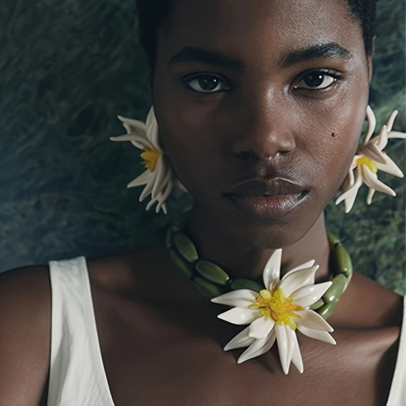 Женские серьги-гвоздики с лепестками лотоса из смолы, нержавеющая сталь, 3D-дизайн, подарок