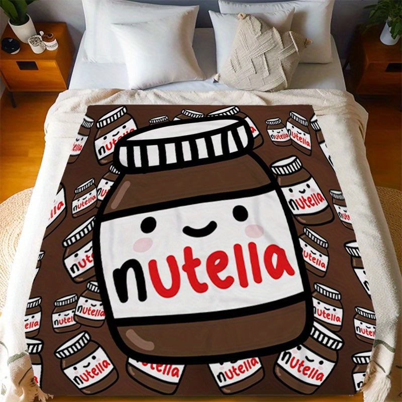 Cozy Nutella Pattern Flannel Throw Blanket for All Seasons Decorative Gift