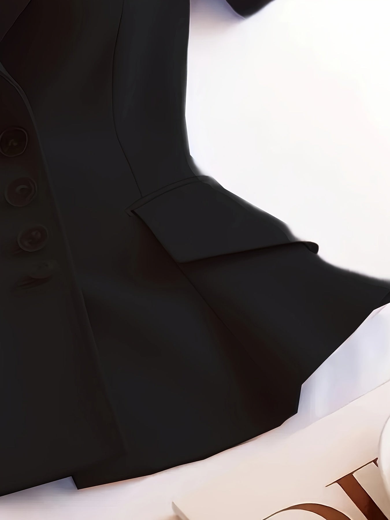 Pink Women's Blazer Short Sleeve Ruffled Hem Slimming Fit Office Casual Polyester