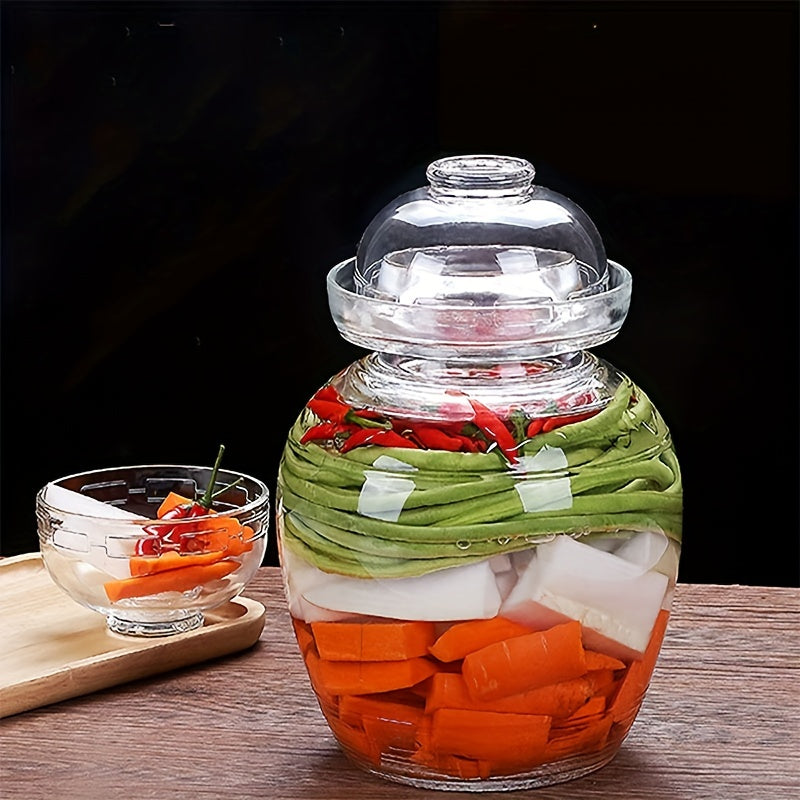 Glass Fermentation Jar with Lid Water Seal Airlock for Pickles Sauerkraut Kimchi Wine Brewing