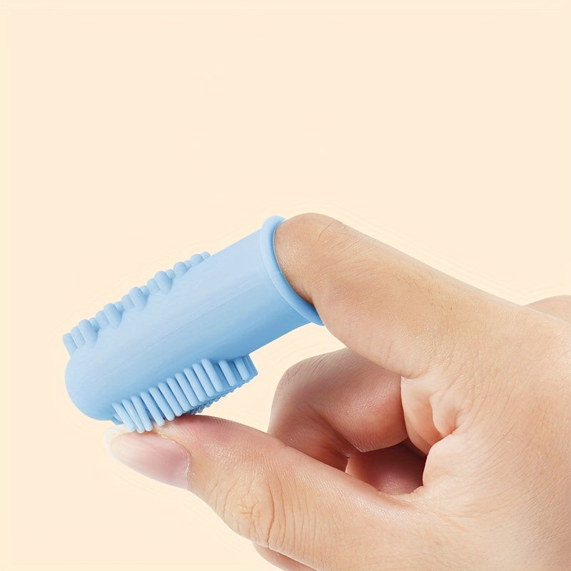 2pcs Silicone Fingertip Pet Toothbrush and Toothpaste Set for Dogs and Cats