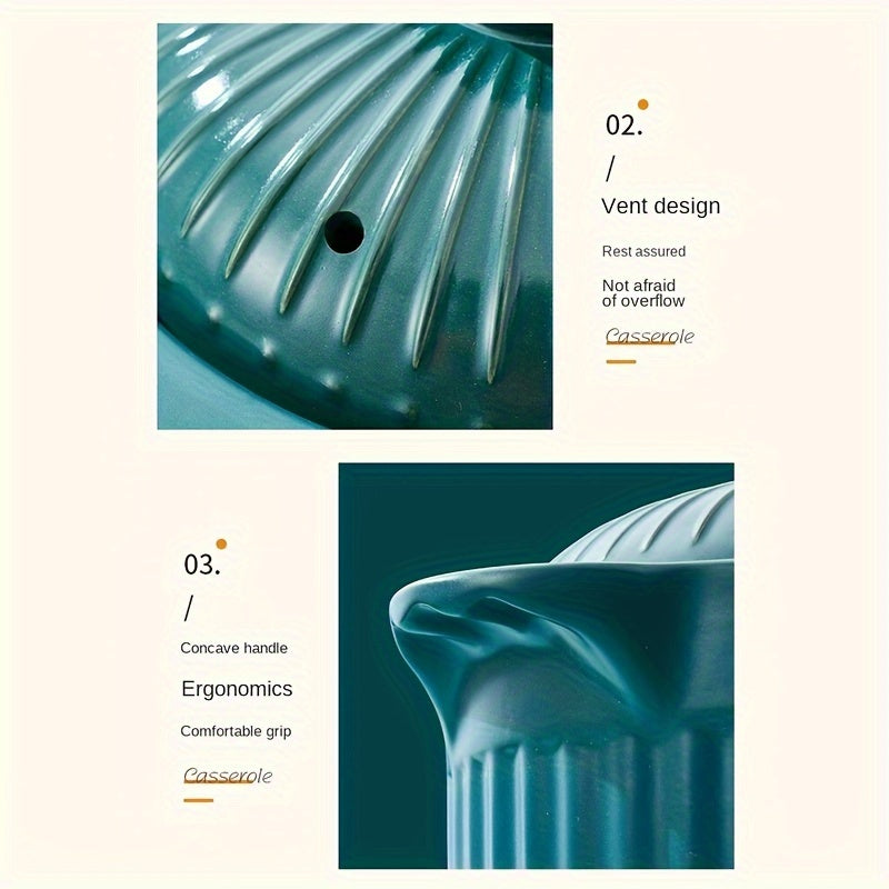 Qizil/Yashil 3L An'anaviy Spodumene Qozon, Nikel Qopqoq bilan - Gaz pechlari uchun Keramika Sho'rva va Qovurma Qozoni, Guruch va Sog'lom Pishirish uchun Ideal, Faqat Qo'l bilan Yuvish