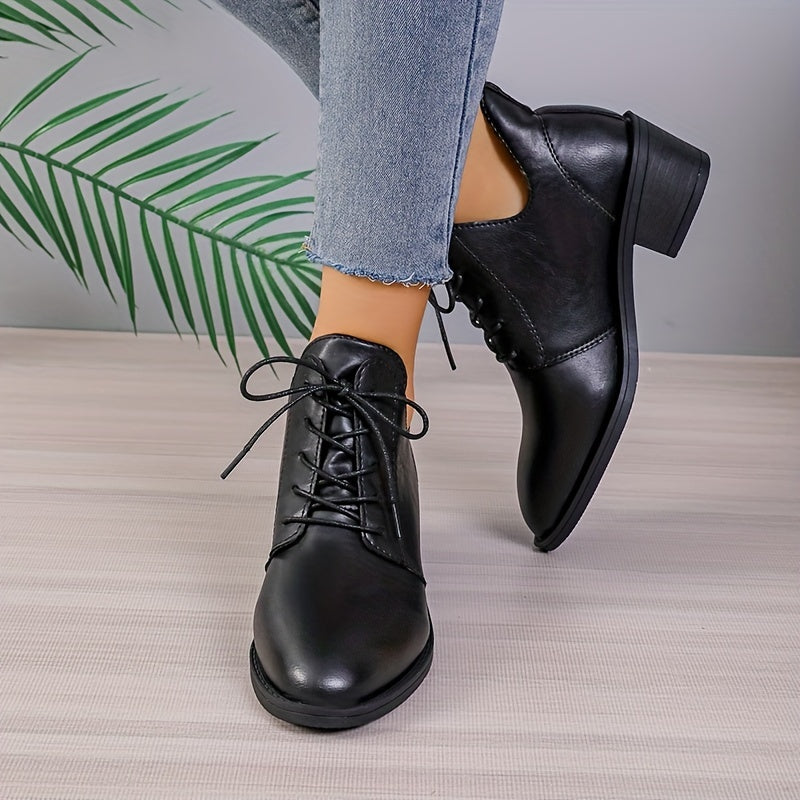 Women's Ankle Boots 2024 Solid Color Block Heel Casual Western with Hidden Height