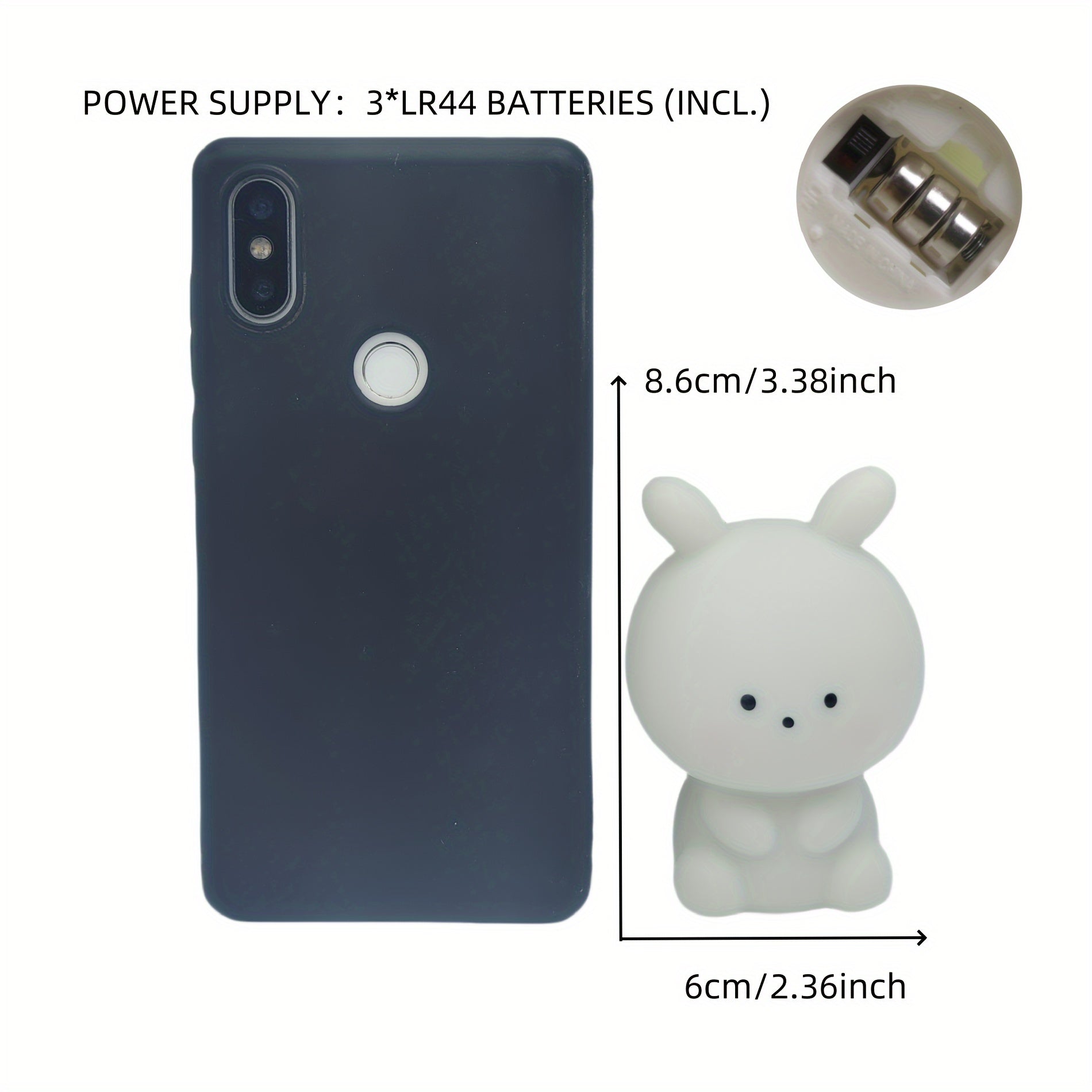 Big Head Rabbit LED Desk Lamp for Bedrooms and Outdoor Use with Replaceable Batteries