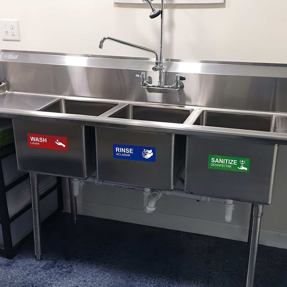 Water Resistant Paper Adhesive Signs for Kitchen Sink Labeling Set for Restaurants Food Trucks and Dishwashing Stations
