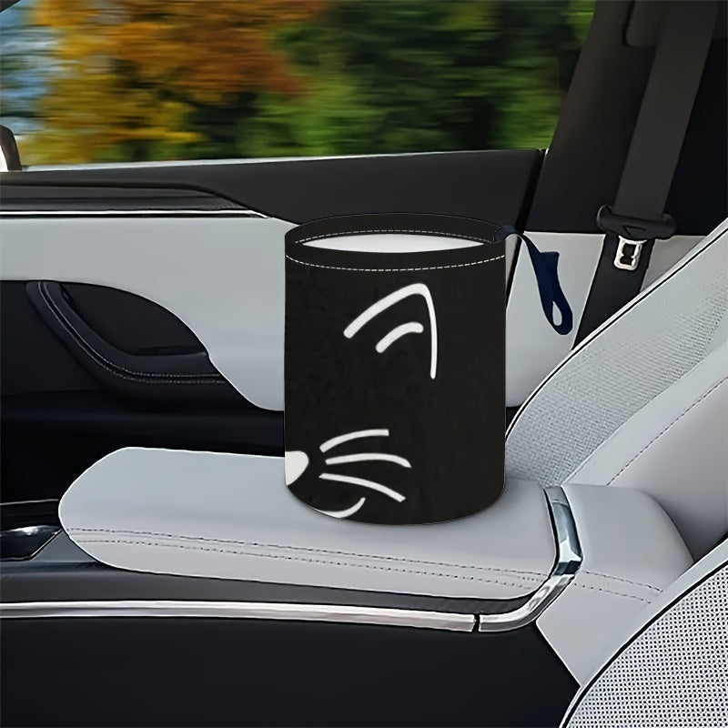 Ayollar uchun multfilm mushuk yuzli avtomobil axlat qutisi, yig‘iladigan axlat qutisi, transport uchun saqlash