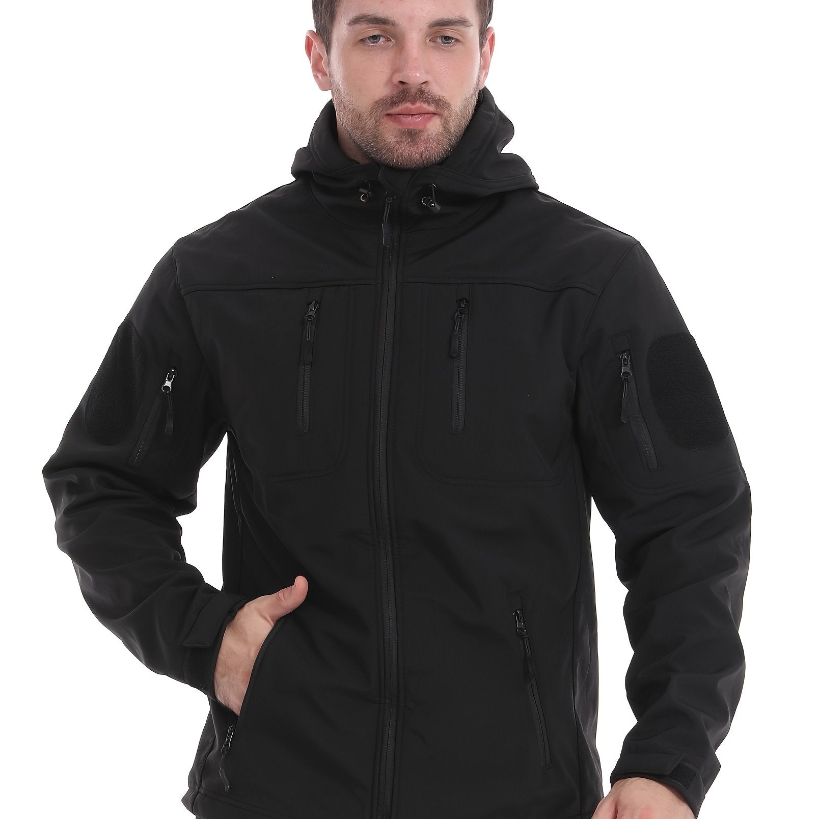 Men's Winter Jacket Softshell Hooded Thickened Warm Hunting Polar Outdoor Coat