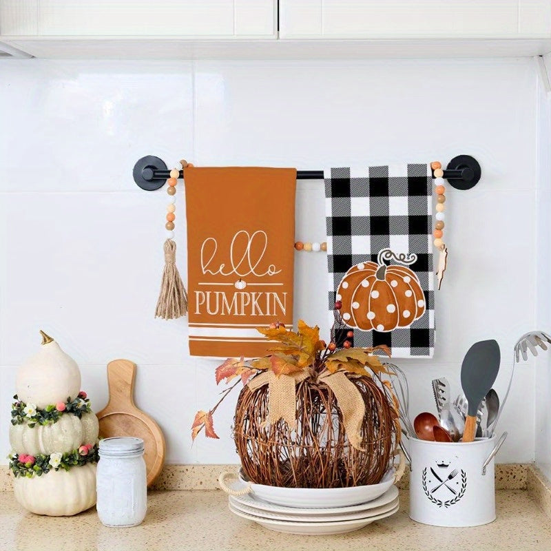 Set of 2 Autumn Pumpkin Kitchen Towels 45x66 cm Reusable Home Decor
