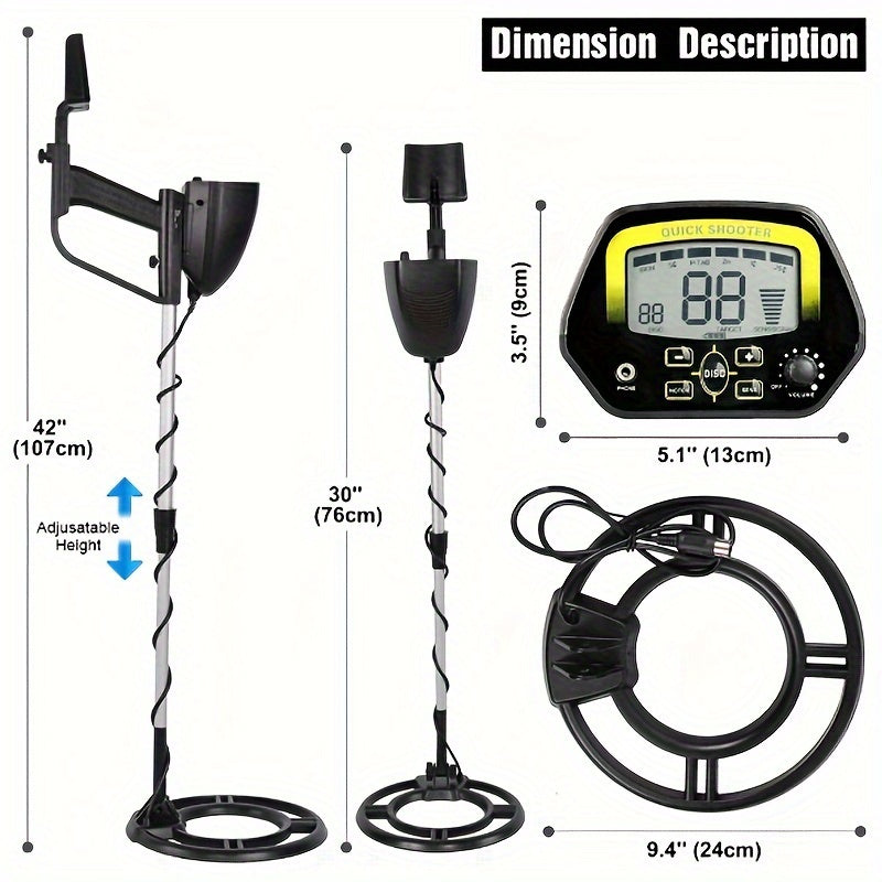 Metal Detector with LCD Display and 3-Tone Audio for Treasure Hunting Beachcombing and Archaeology