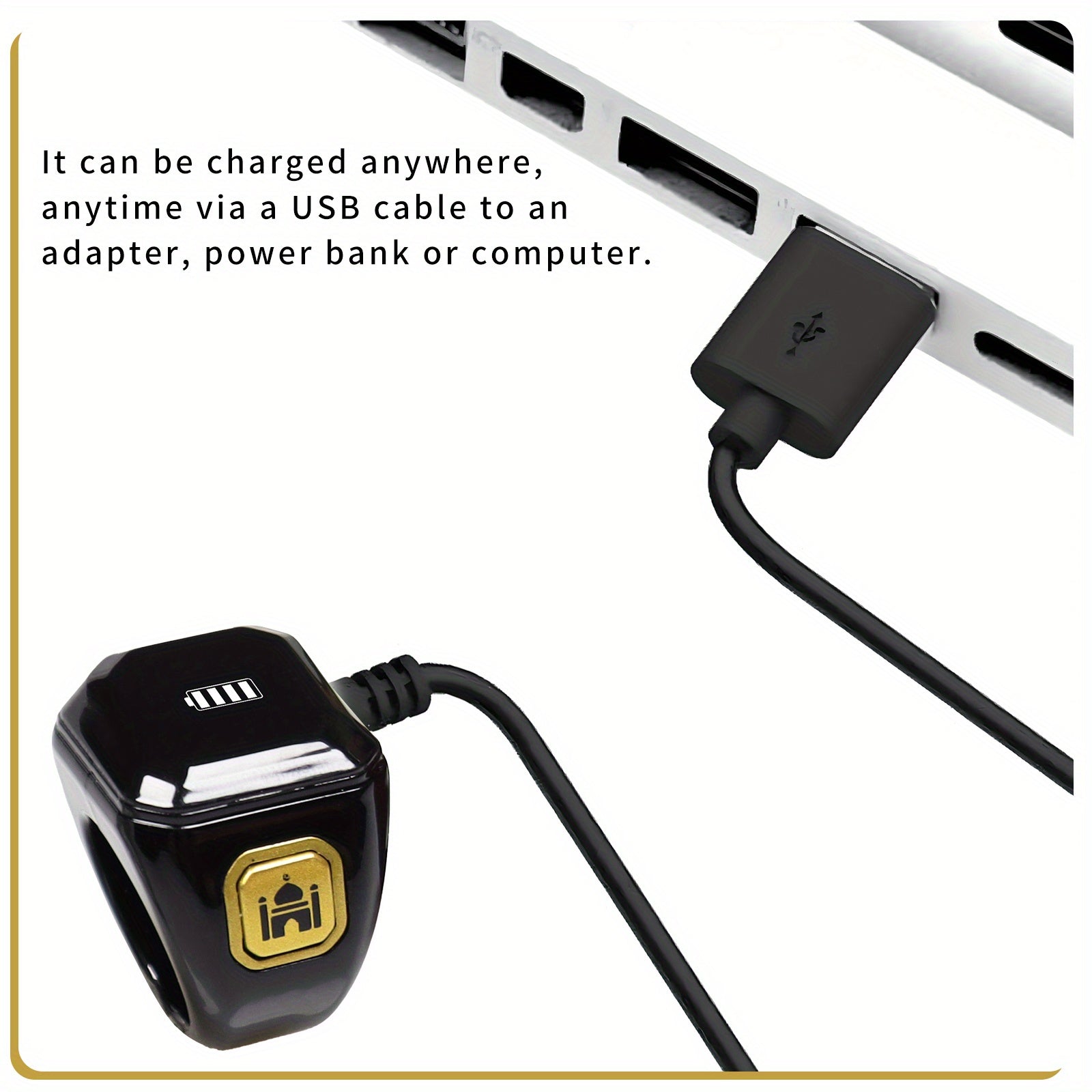 Fashionable Smart Prayer Watch Ring with Prayer Counter Reminders OLED Screen Black