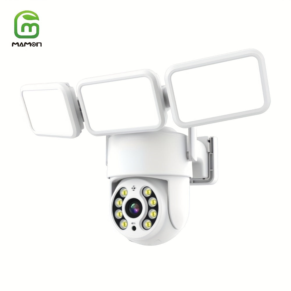 LED Floodlight Security Camera 4MP HD Motion Detection Cloud Local Storage Alexa Compatible