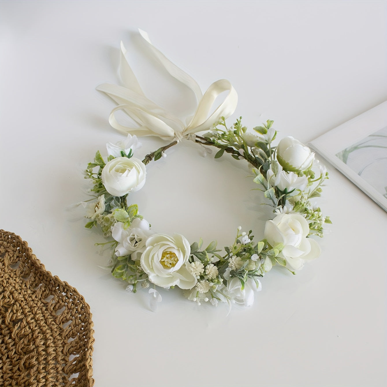 Bayramlar va yozgi partiyalar uchun ayollar moda aksessuari uchun faux gulchambar qiroli