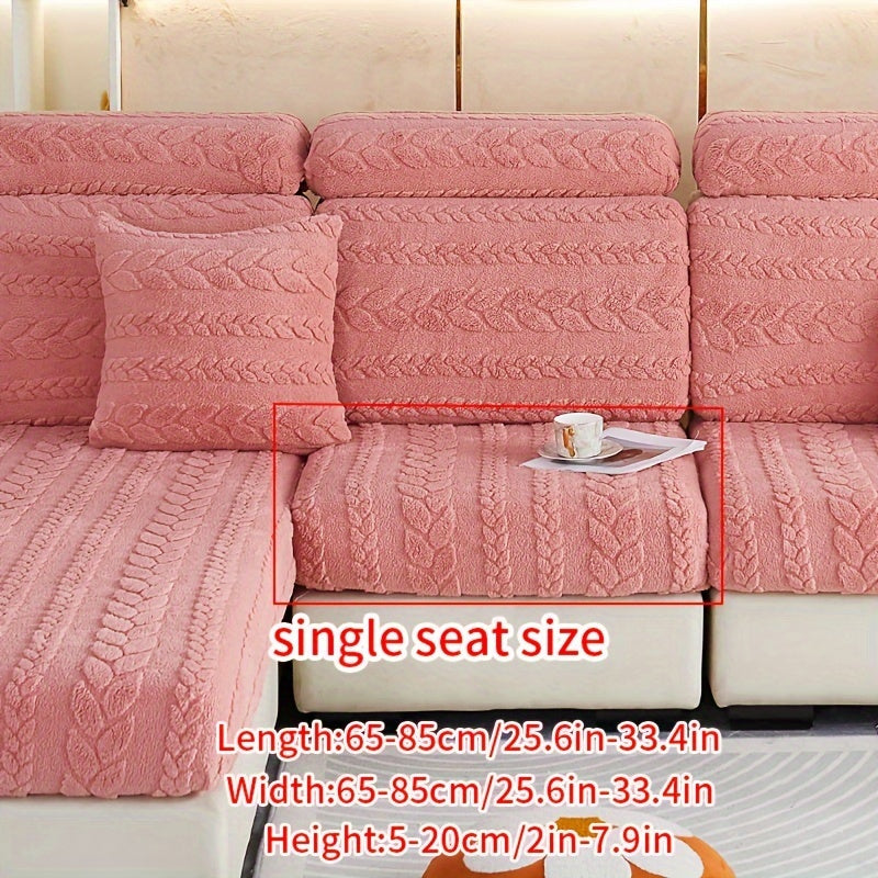 Wheat Sheaf Pattern Plush Sofa Cover Elastic Fit for 1-4 Seater Non-Slip Machine Washable