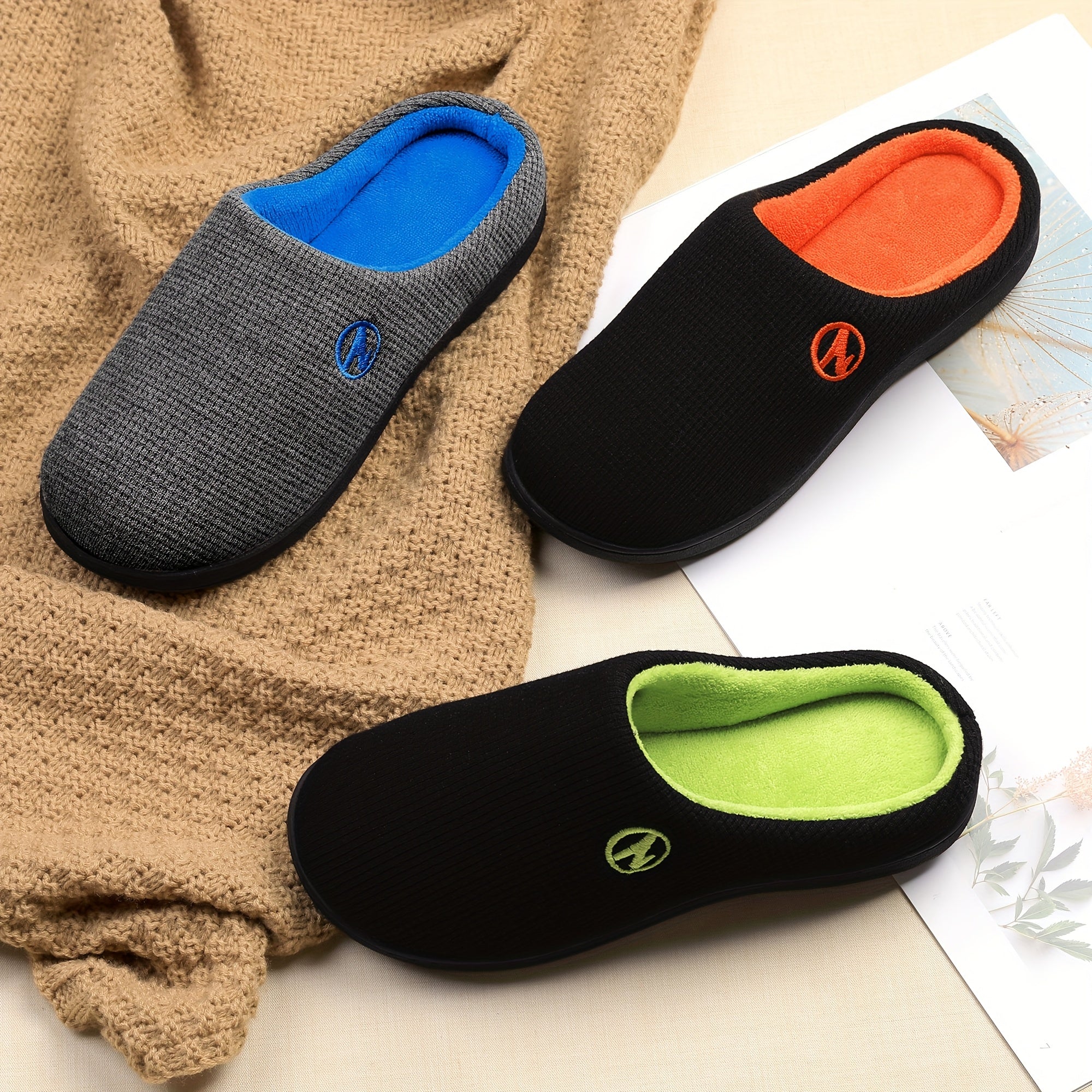 Unisex Warm Plush Slippers with Soft Sole Non-slip Comfortable Indoor Shoes