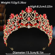 Red and Gold Crystal Tiara Headband for Weddings and Events Elegant Rhinestone Accessory