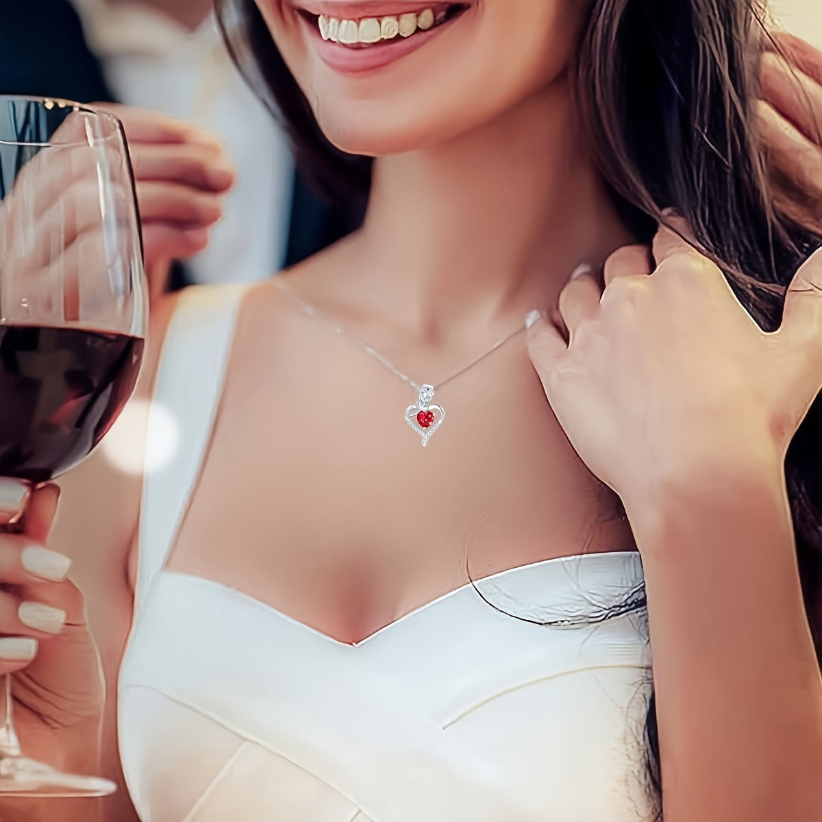 Rose Gold Heart Shaped Pendant Necklace in Gift Box for Women