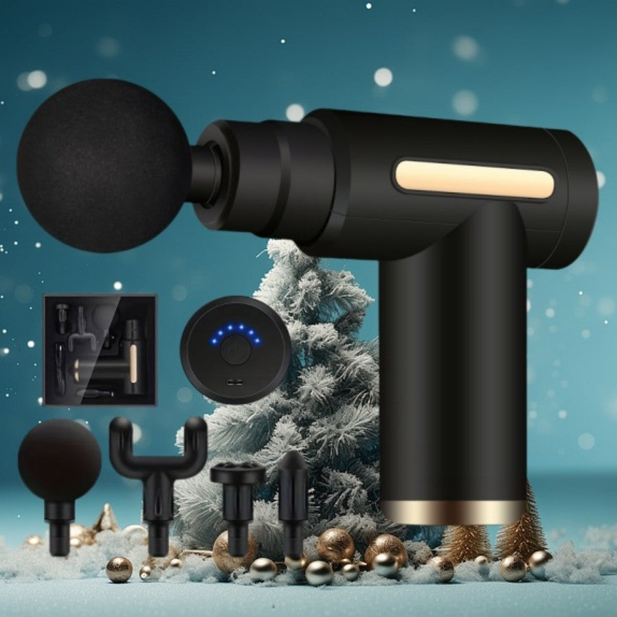 Portable Deep Tissue Massage Gun for Back Neck Legs Waist Rechargeable with 4 Heads