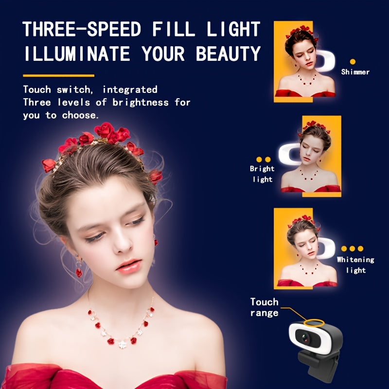 4K Ultra HD Webcam with Auto Focus Built-in Microphone and 360° Rotating Base