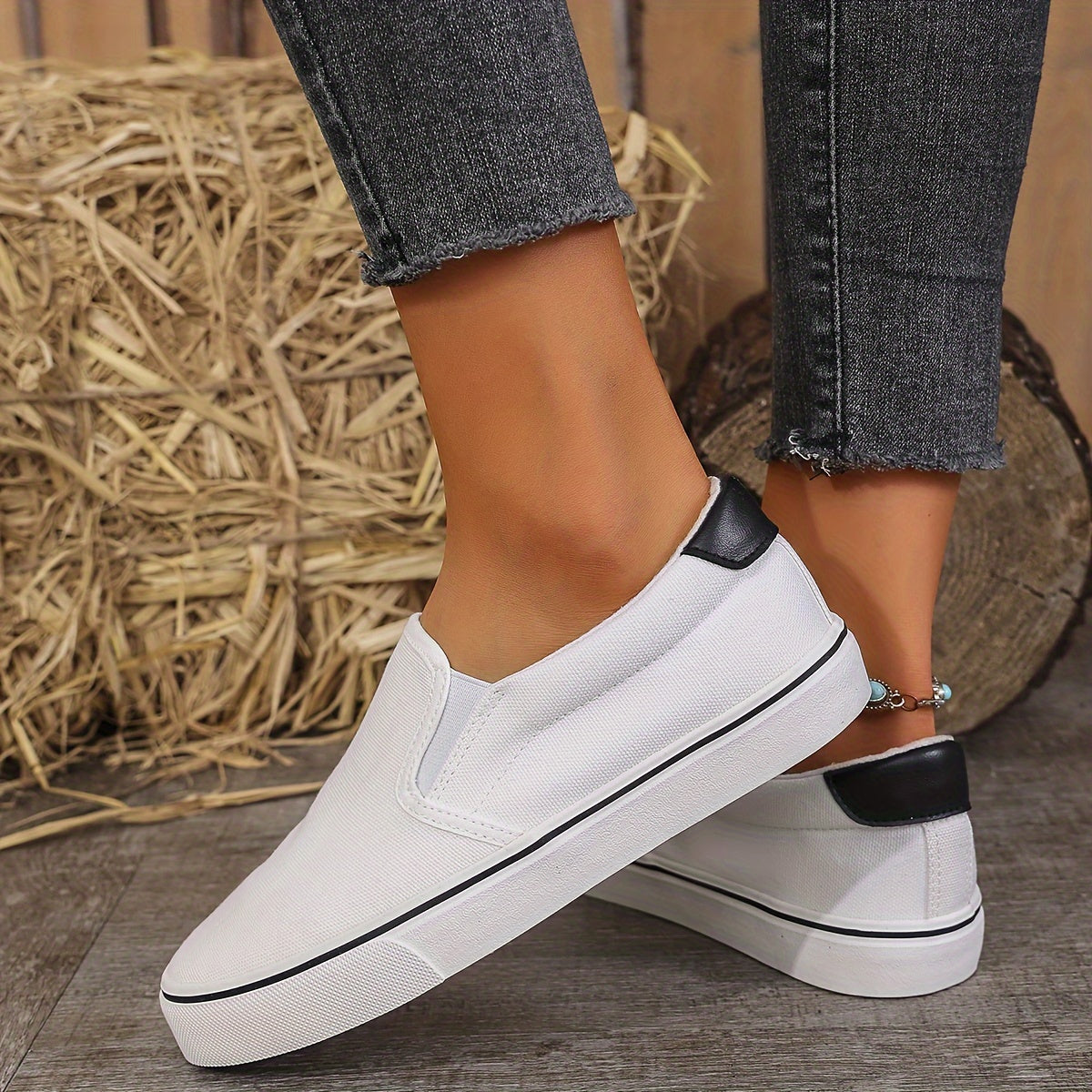Women's Casual Leather Loafers White Flat Shoes Walking Sneakers