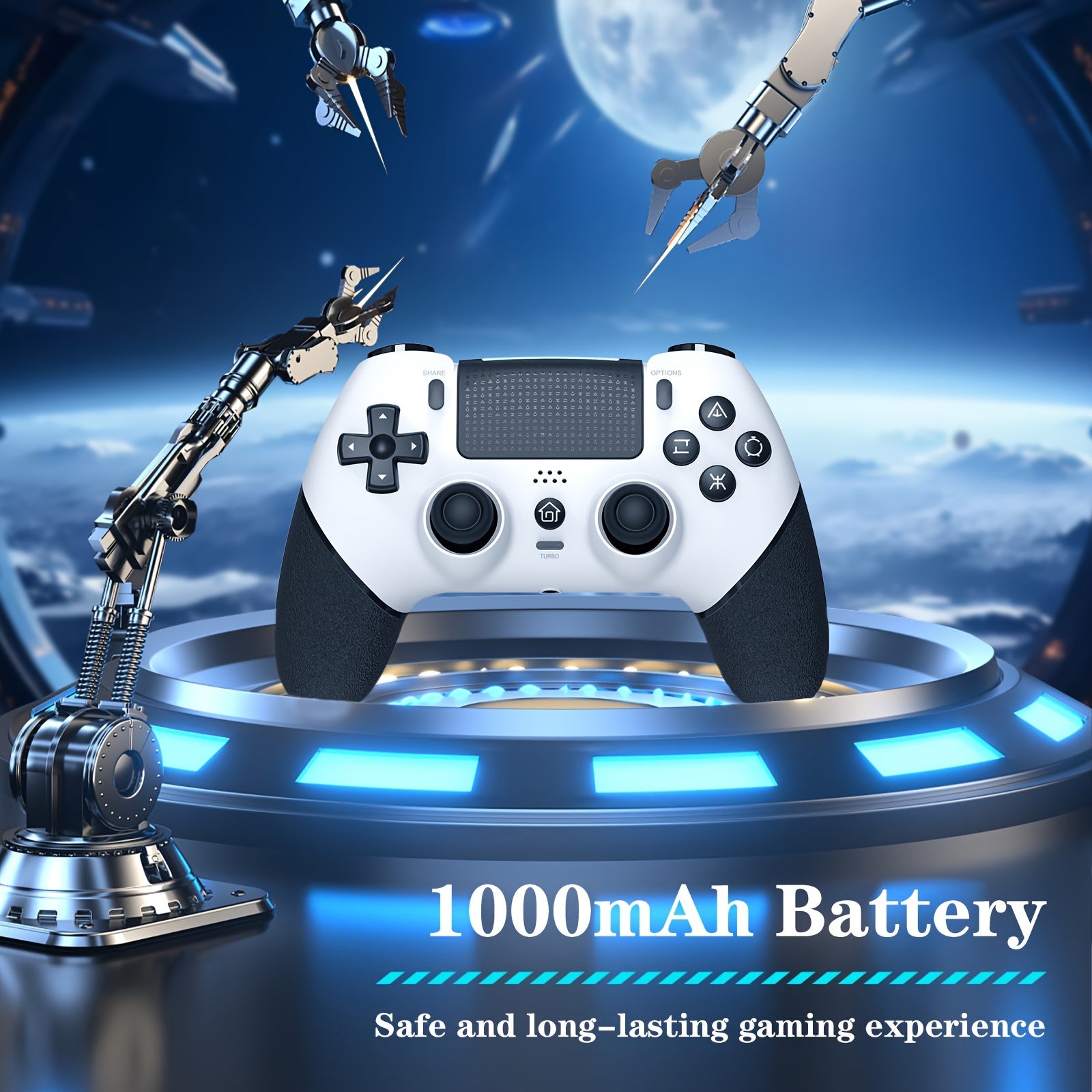 Wireless PS4 Controller with Hall Effect Joysticks 6-Axis Motion Sensor Turbo Function