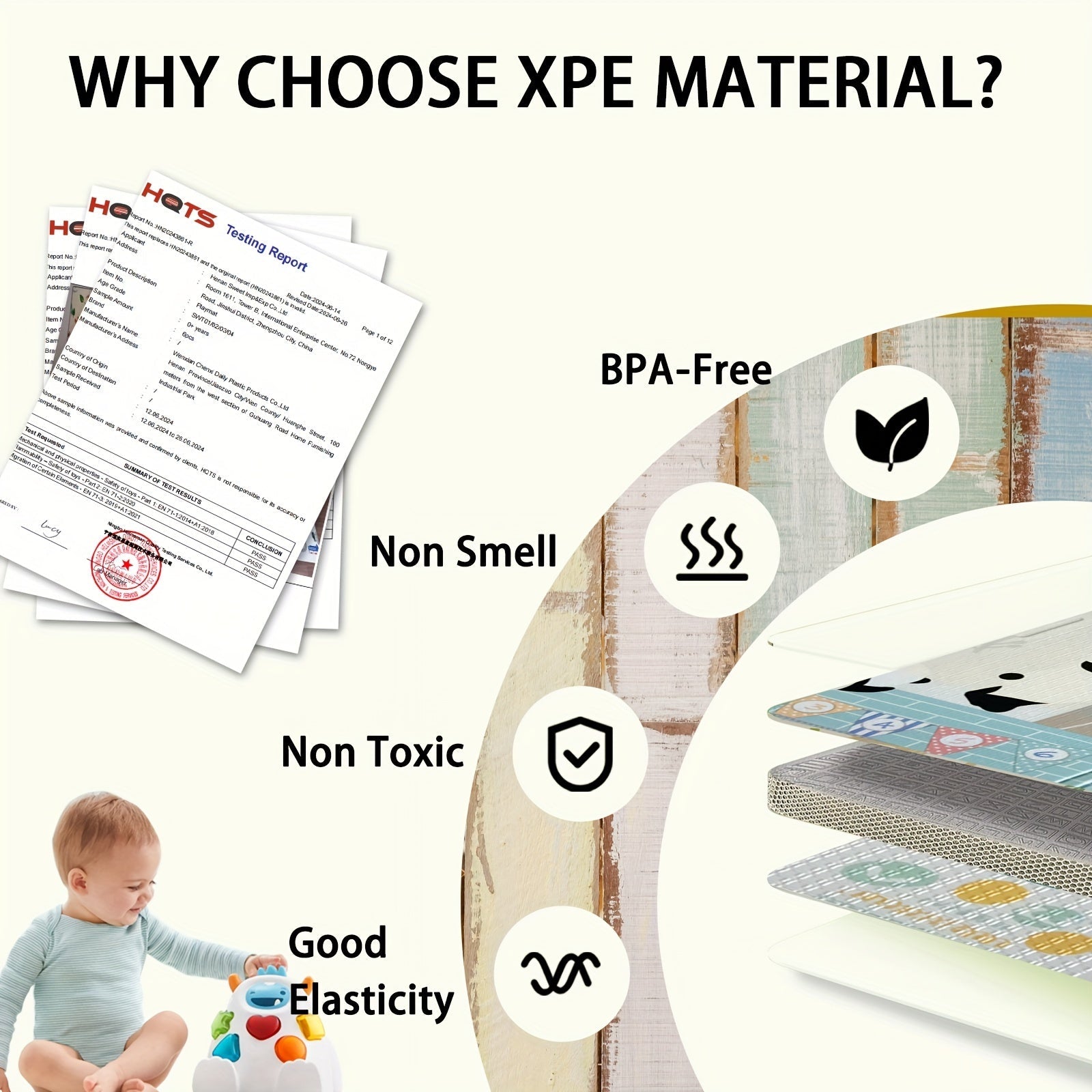 Kids' Play Mat Double-Sided Foldable Non-Toxic PE Panda Design 200x180cm