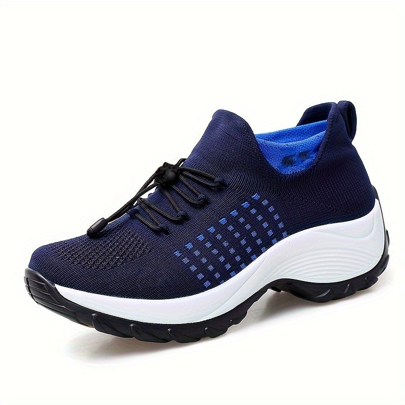 Women's Breathable Lace-Up Sneakers with Non-Slip Chunky Sole