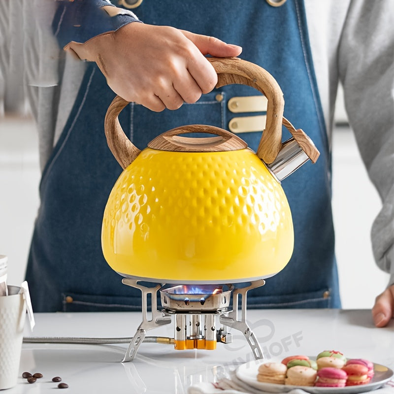 Stainless Steel Whistling Tea Kettle 3L Capacity Rustic Hammered Finish Kitchen