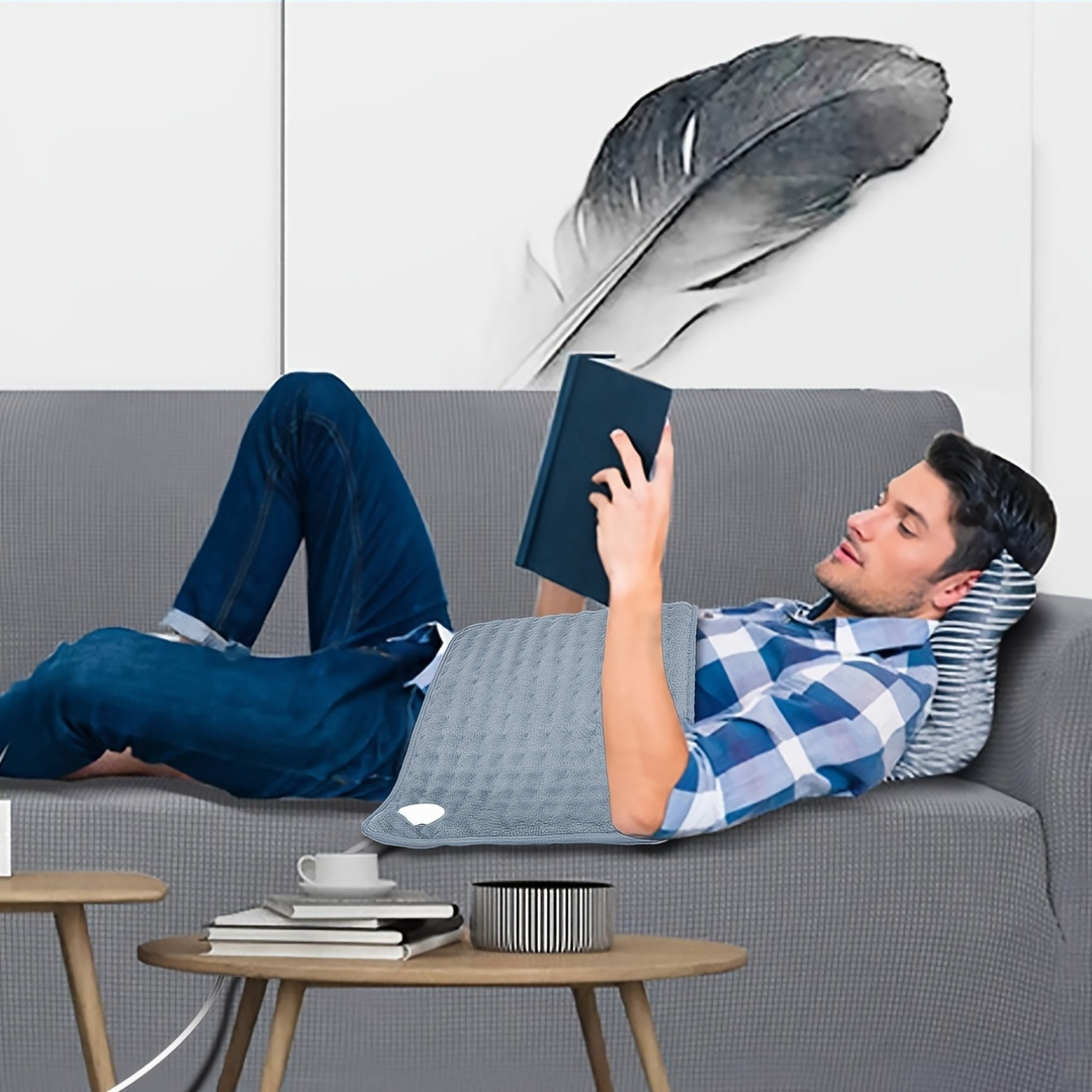 Manta eléctrica de felpa con control remoto, lavable, protección contra sobrecalentamiento