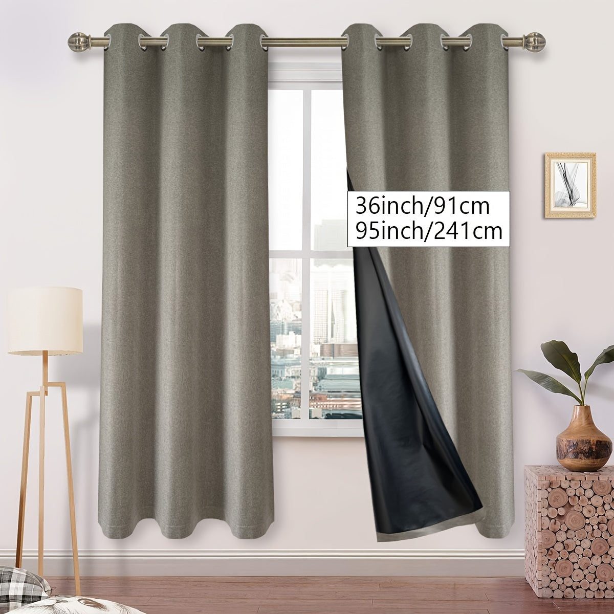 Blackout Faux Linen Textured Curtains Grommet Top for Bedroom Living Room