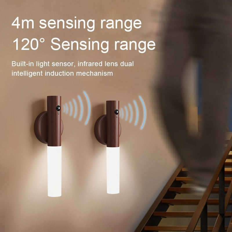 Luz nocturna con sensor de movimiento recargable con apliqué de pared magnético, LED regulable, decoración interior blanca