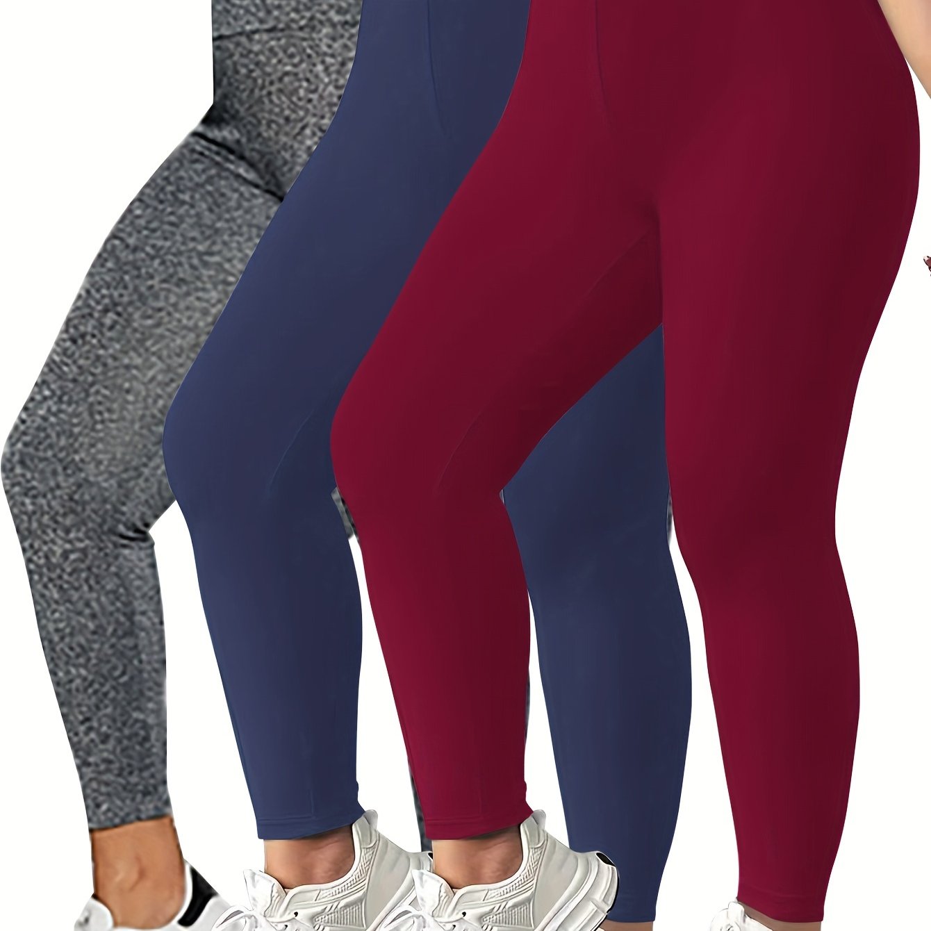 Women High-Waist Yoga Leggings Solid Color Stretchy Butt-Lifting Workout Tights